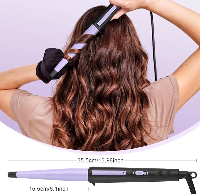 Hair Curling Iron,Curling Wand 0.5-1",210℃ for Classic Curls&Natural Waves