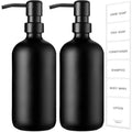 GMISUN Black Soap Dispenser, 2 Pack Matte Black Hand Soap Dispensers for Bathroom, 17 Fl Oz Glass Dish Soap Dispensers for Kitchen with Stainless Steel Pump, Modern Liquid Soap Bottle