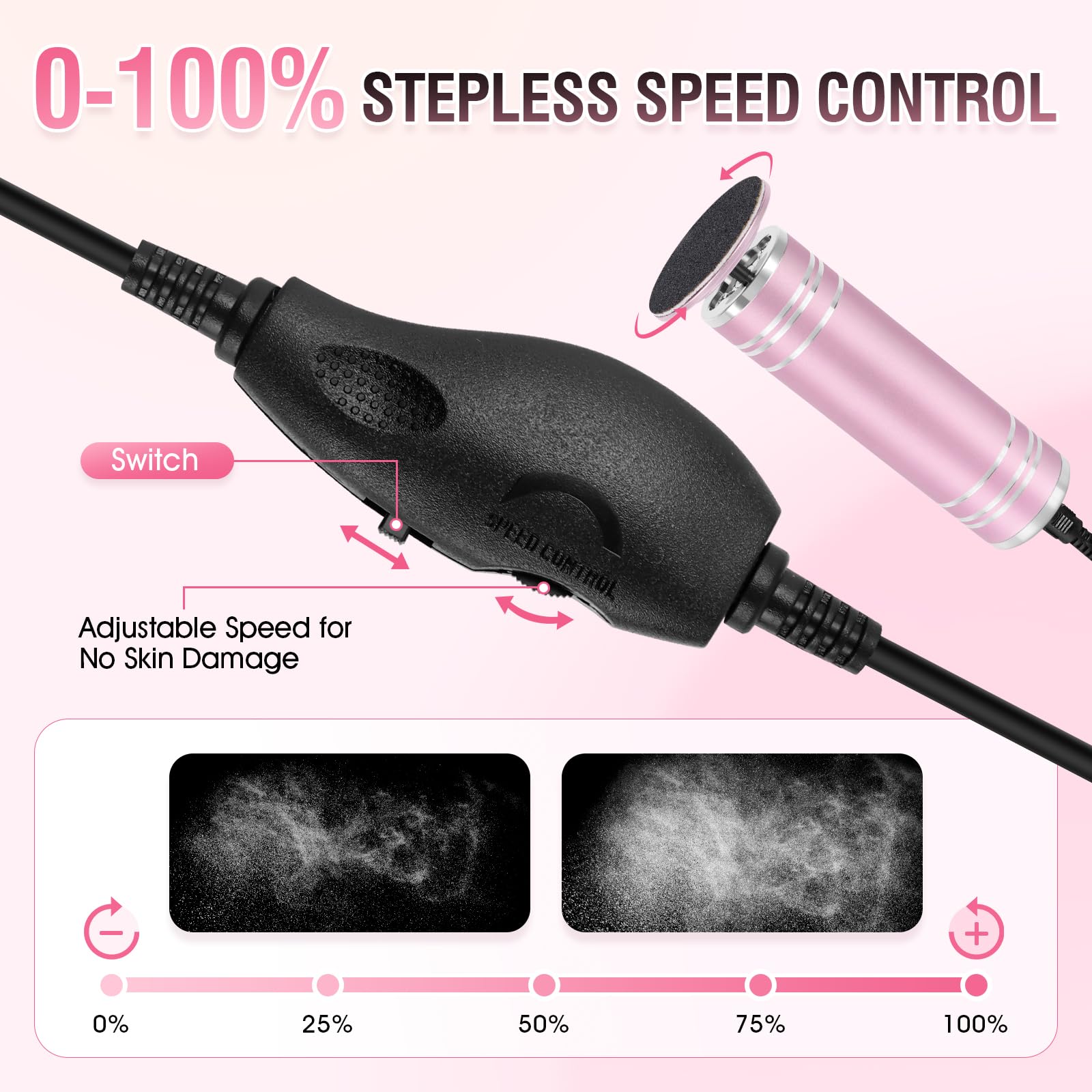 KZAOPZ Electric Foot File for Home: Adjustable Speed 1000RPM Feet File