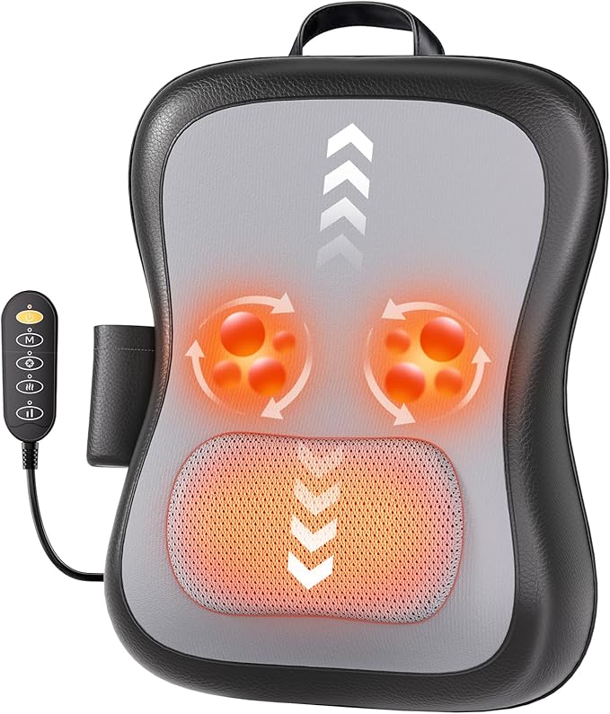 Zorynae Shiatsu Back and Neck Massager for Pain Relief Deep Tissue, Up and Down Rolling Back Massager with Heat, 3D Kneading Massage for Office Home, Birthday Gifts for Women Men Mom Dad