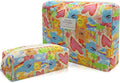 Gosect 2PC Makeup Bag Set, Cute Cosmetic Bag for Women Girls, Floral Coquette Aesthetic Toiletry Bag, Travel Make Up Organizer Bag (Graffiti-Colored)