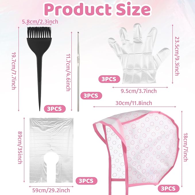 15 Pcs Highlight Cap with Dye Brushes Hair Highlighting Needles Crochet Hooks Dye Shawl, Salon Hair Coloring Highlighting Dye Tipping Cap Frosting Caps for Salon Dyeing Hairdressing Tool(Pink)