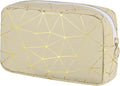Period Bag for Girls Womens, Leather Sanitary Napkin Storage Bag, Portable Menstrual Pad Bag Period Pads Pouch (Beige Gold)