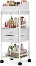 Luxspire Makeup Organizer Cart, Makeup Storage with Drawers, White
