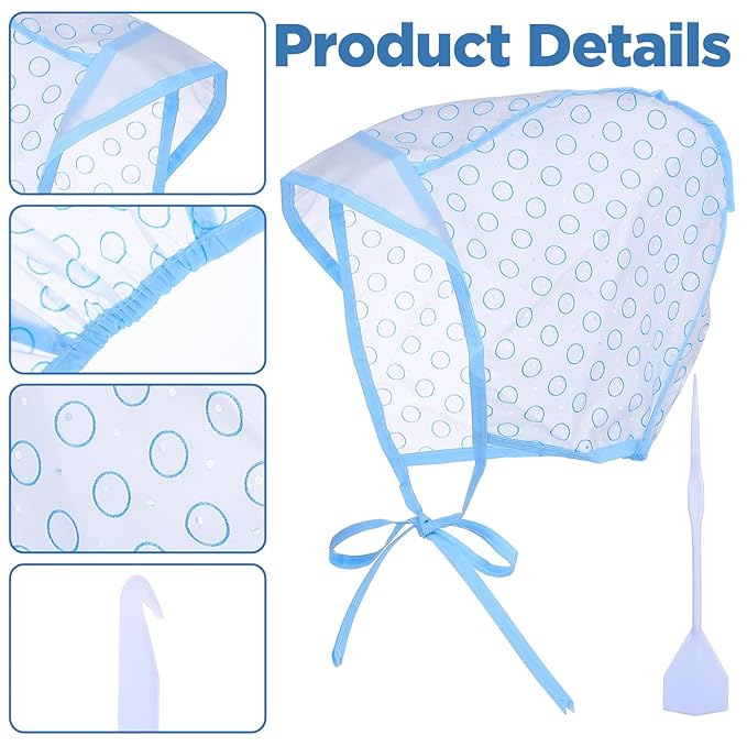 6 Set Reusable Highlight Cap 12Pcs Highlighting Caps with Hooks Blue Hair Coloring Frosting Dye Kit Hair Frosting Cap with Plastic Hooks Highlighting Caps Kit for Salon DIY Dyeing Hairdressing