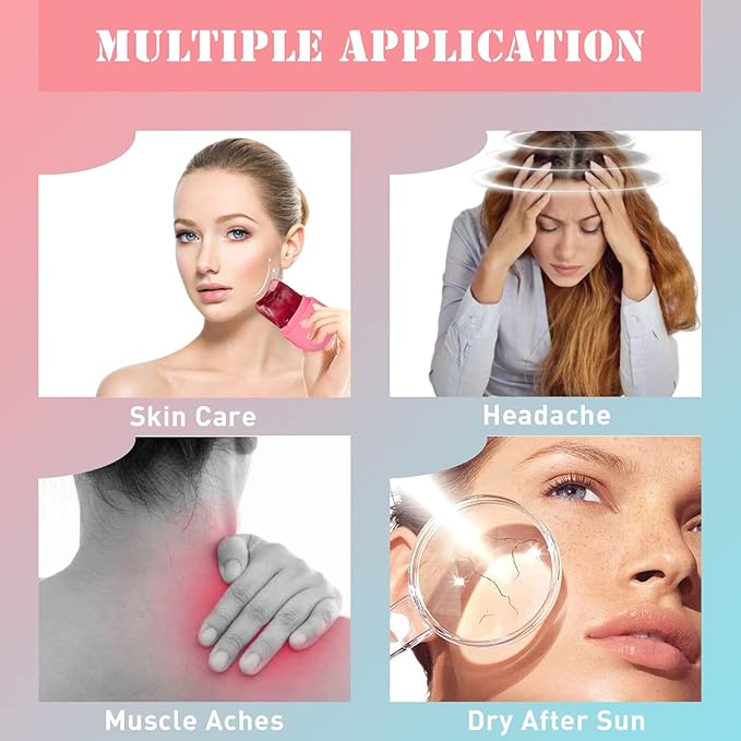 Ice Mold for Face, Facial Ice Roller and Gua Sha Facial Tool, Reusable Facial Treatment, Facial Ice to Tighten & Tone Skin & De-Puff The Eye Area, Cryotherapy for Face Ice(Black)