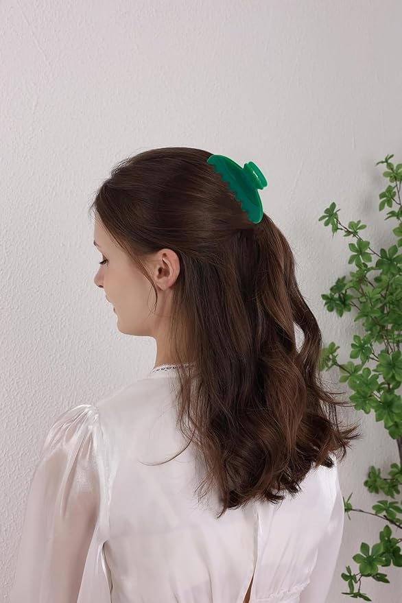 OideGuiing Durable Acetate Hair Clips - 4-Inch Green Claw Clips for Fine and Thick Hair (Green)