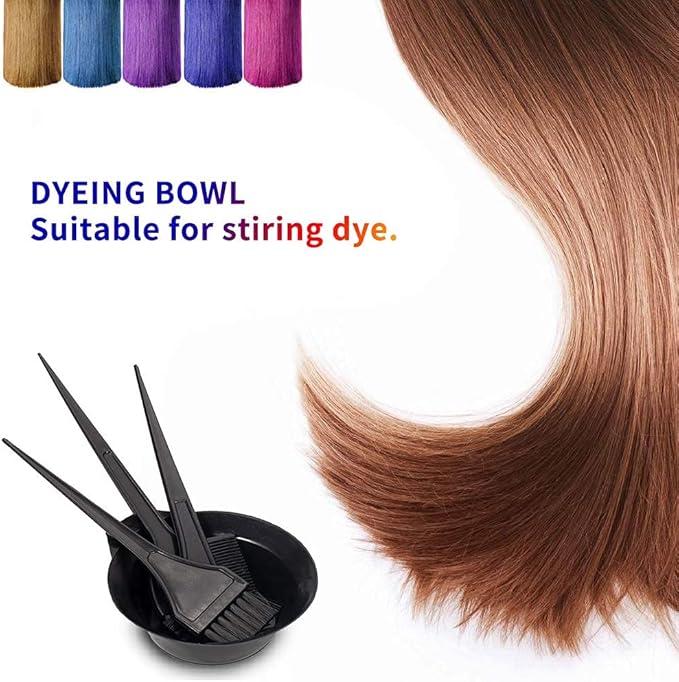 MOONMINI Hair Dye Color Brush and Bowl Set, Color Bowl Brushes Tool Mixing Bowl Kit Tint Comb for Hair Tint Dying Coloring Applicator (Black)
