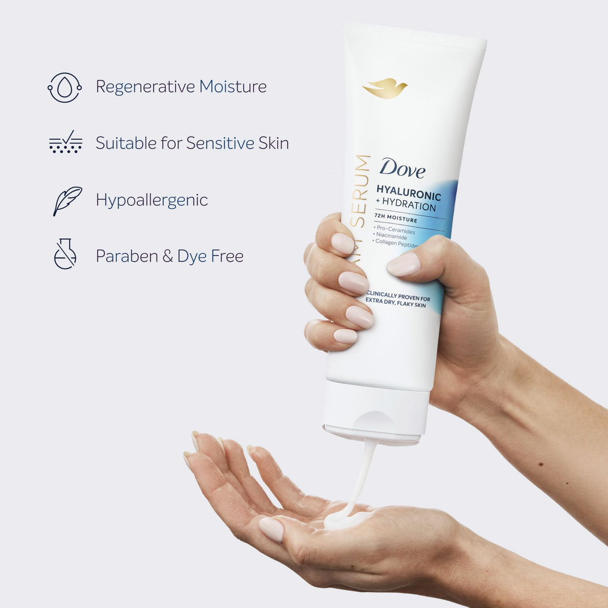 Dove Body Cream Serum Hyaluronic + Hydration for Extra Dry, Flaky Skin 8oz