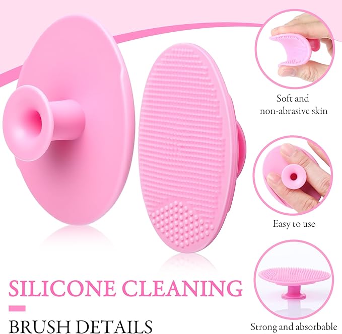 Nuogo 40 Pack Facial Cleansing Brush Face Scrubber Face Exfoliator Exfoliating Brush Soft Silicone Scrubber Handheld Wash Scrub Pad Tool for Deep Cleaning Pore Blackhead Skin Care Women(Pink)