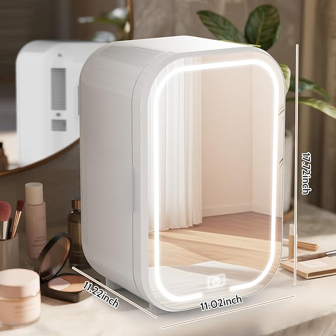 Kikihouse 22L Mini Skincare Fridge, Beauty Fridge for Cosmetic Storage, 44°F Intelligent Temperature Control, Personal Small Makeup Refrigerator for Bedroom, Dorm