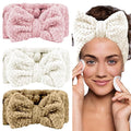 LAPOHI 3 Pack Microfiber Bowtie Headbands for Washing Face, Makeup, Yoga & Sports - Women & Girls