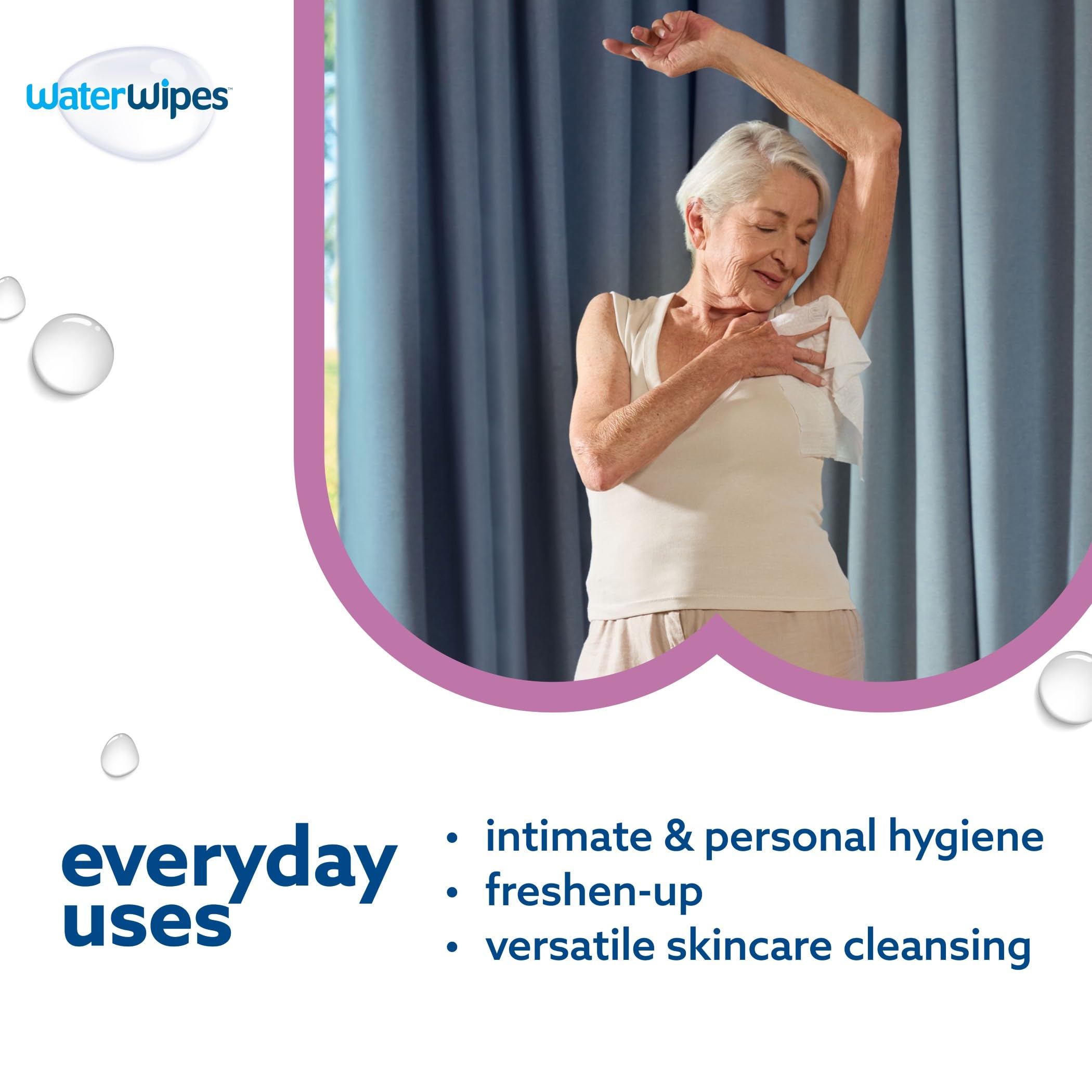 WaterWipes Sensitive Whole Body Cleansing Wipes, 99.9% Purified Water, XL Textured Wipes, Incontinence Care, Fragrance Free, 90 Count