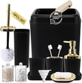 XLHOMO Bathroom Set, 9PC Bathroom Accessory Set, Black Bathroom Accessories, Black Bathroom Set, Trash Can, Soap Dispenser for Home Decor