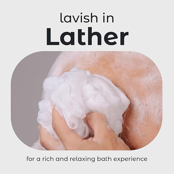 MainBasics Shower Loofah Sponge Pouf, Set of 3, Airy Blossom