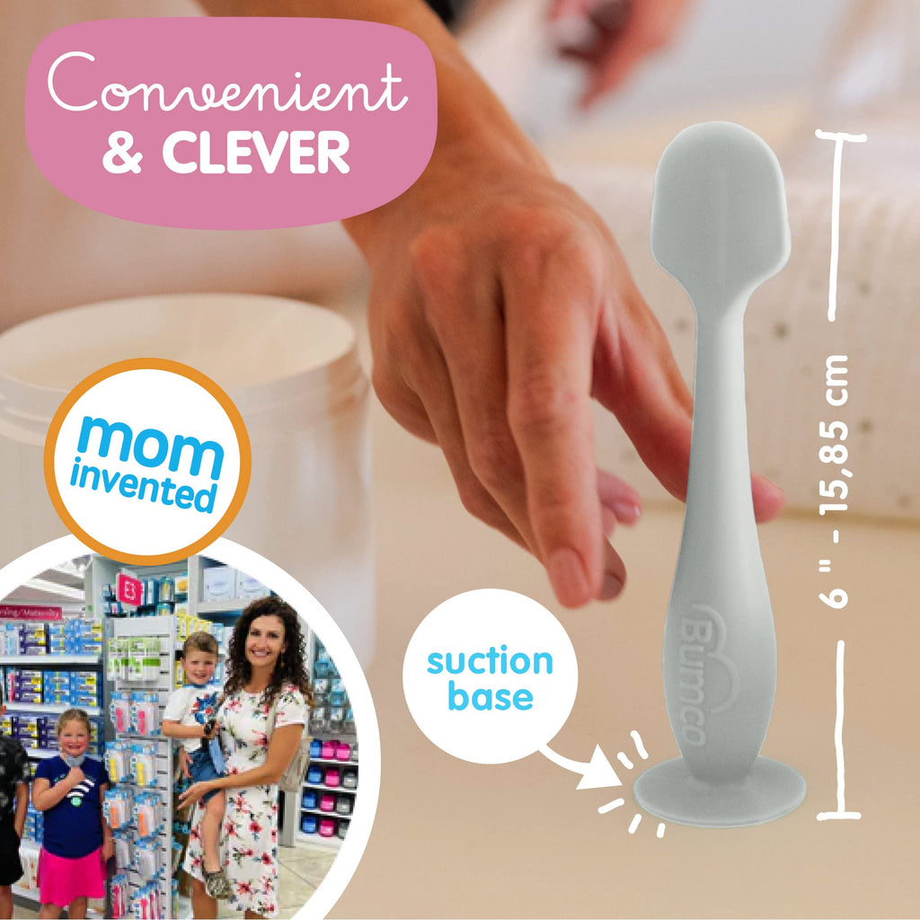 Bumco Baby Bum Brush - Flexible Diaper Cream Spatula Applicator (Gray)