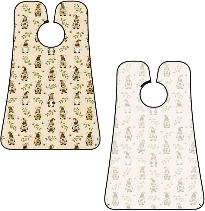 Adjustable Beard Catcher Apron, Cute Gnomes Bees Sunflowers Print Shave Bib, Non-Stick Waterproof Grooming Bib, Shaving Essential for Men Dad Christmas