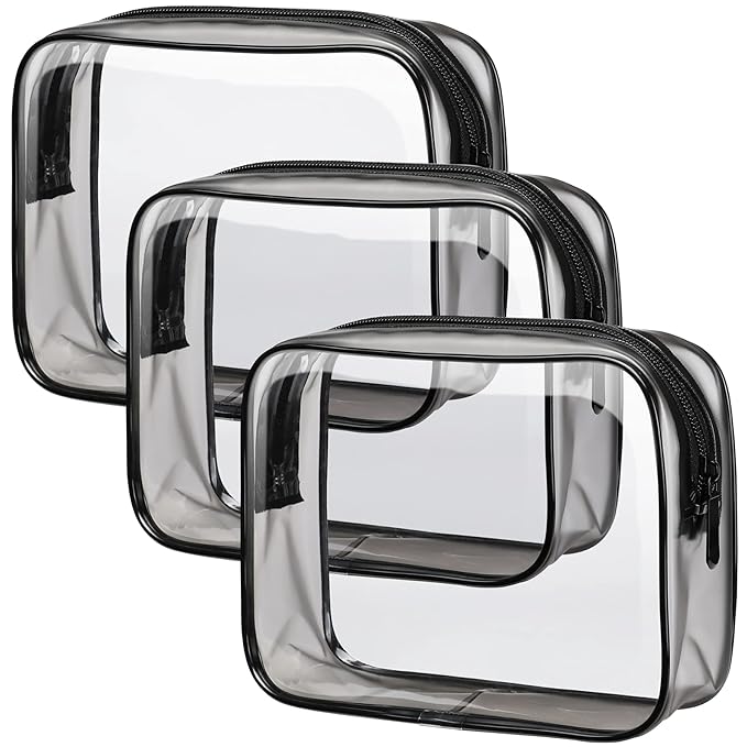 PACKISM Clear Makeup Bag for Travel - TSA Approved Toiletry Bag, Smoke Gray