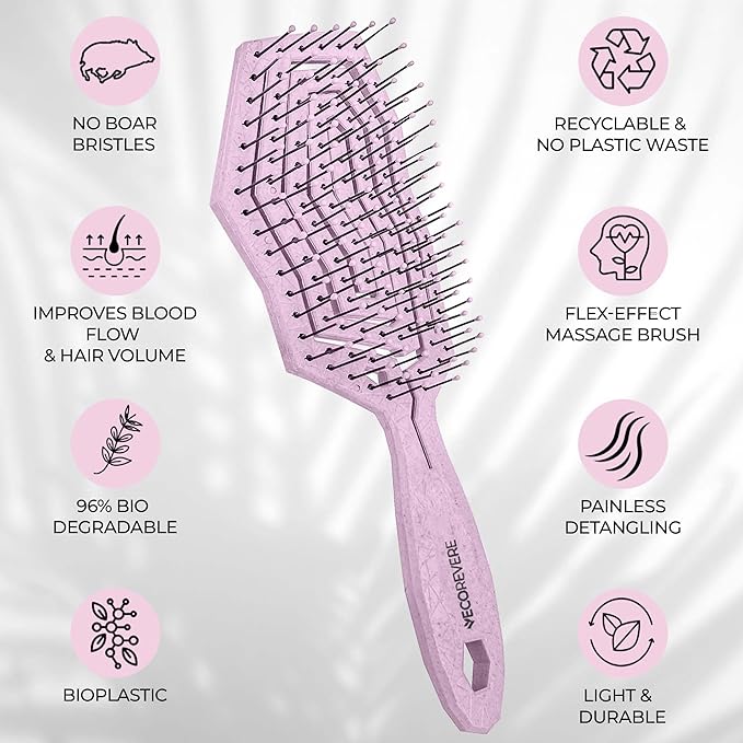 Detangler Brush For Women, Men & Kids - Vented Anti-Static Brush With 360 Flex Gently Removes Knots, Dry & Wet Use For Thick, Fine, Natural & Curly Hair