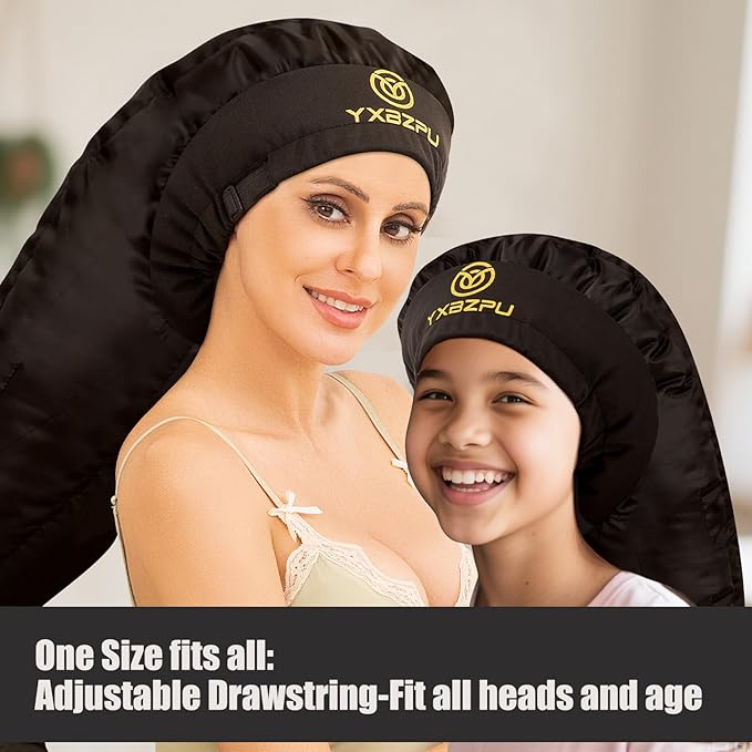 Bonnet Hair Dryer, Hooded Hair Dryer Attachment, Dryer Hooded Diffuser Cap for Curly,Speeds Up Drying Time, Safety Deep Conditioning At Home(Black)
