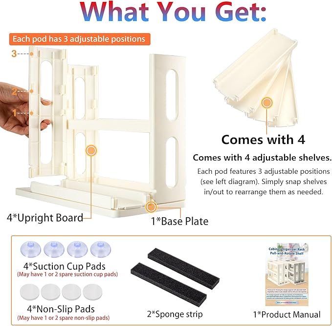 Medicine Organizer 2 Three-Decker Shelves Cabinet Storage Rack Organizer for Holding Vitamins, Supplements Cosmetics (9”H x 5.8”W x 10.4”D) (Natural White)