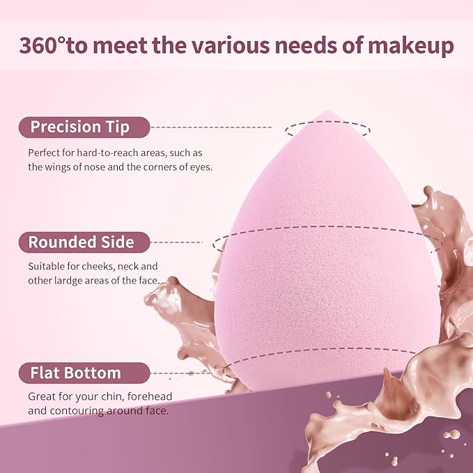 BEAKEY Makeup Sponge 5 Pack, Latex-Free Makeup Sponges for Foundation
