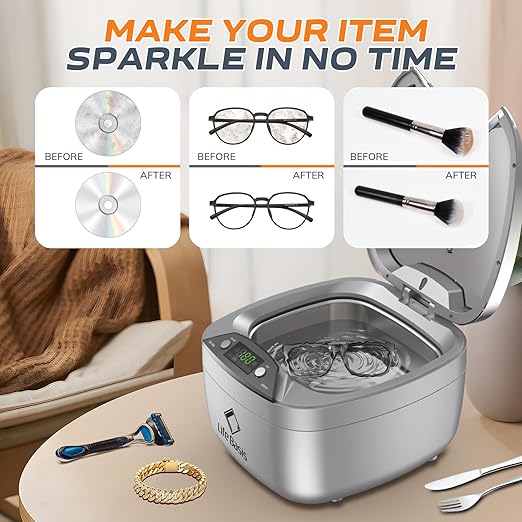 LifeBasis 28oz Professional Ultrasonic Cleaner, 42kHz Jewelry Cleaner