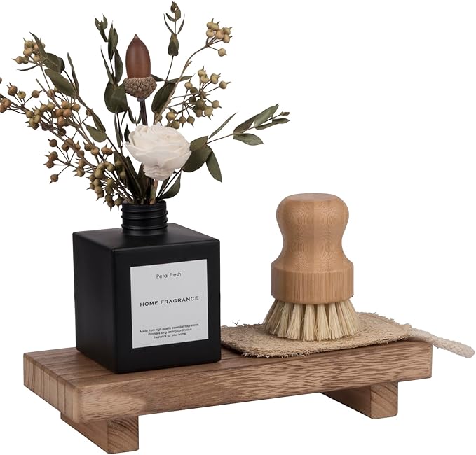 Wood Bathroom Tray Farmhouse Decor Kitchen Soap Holder, 8.7"x3.6" Brown