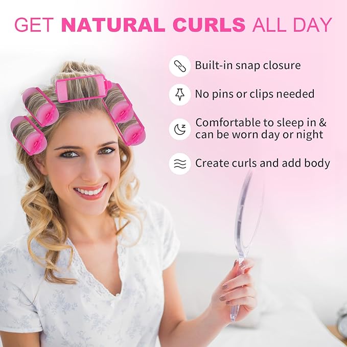 36-Pack Soft Foam Hair Rollers for Overnight Styling - Flexible Sponge Curlers for Frizz-Free, Damage-Free Curls (Pink, 0.98 Inch)