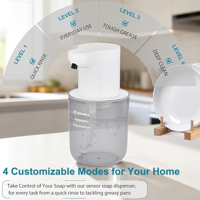 Automatic Foaming Soap Dispenser Touchless: 13.5oz Wall Mount/Countertop Foam Soap Dispenser, Type-C Rechargeable – Suitable for Bathroom, Office, Hotel (White)
