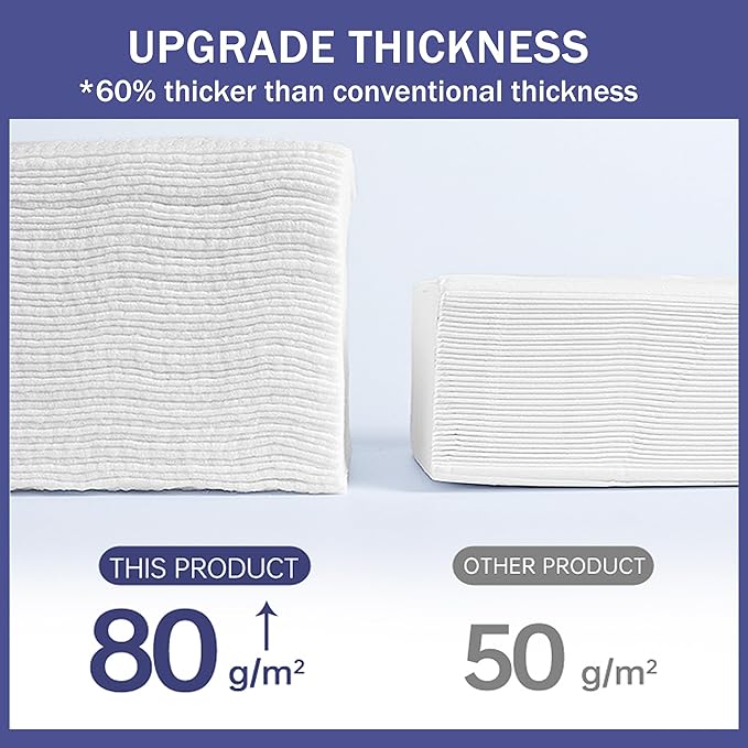 100 Count Ultra Thick Disposable face Facial Wash Cloth for Sensitive, Lint- free Facial Tissue, Makeup Remover