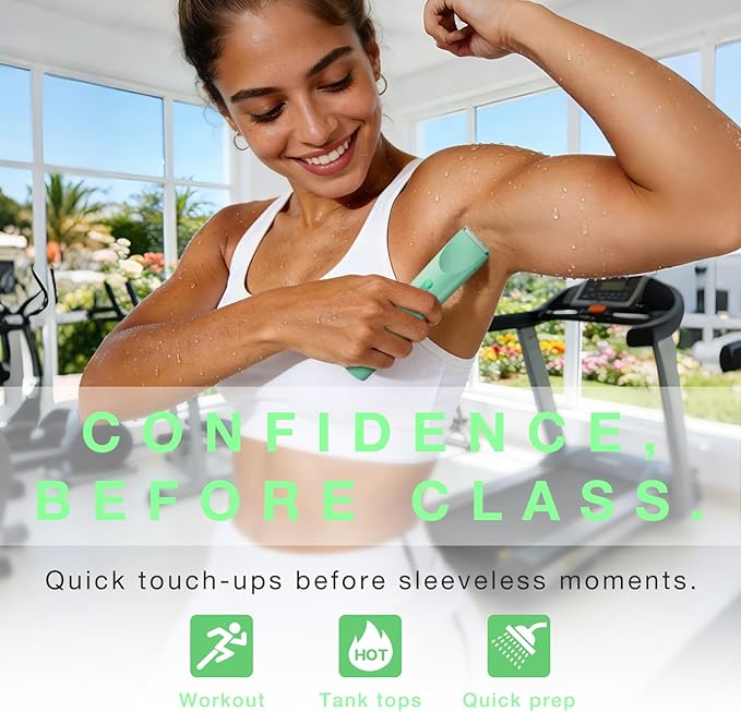 Bikini Trimmer for Women, Dual-Ended Electric Razor Personal Shaver for Bikini Line & Pubic Hair, Waterproof USB-C Rechargeable Body & Face Trimmer for Underarms & Legs (Mint Green)