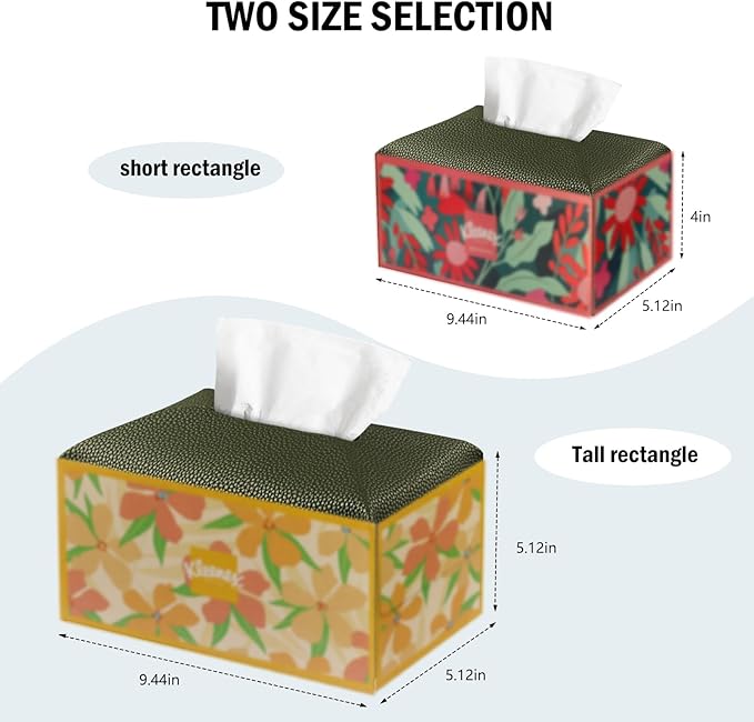 PARIERIS Tissue Box Cover PU Leather Tissue Holder Rectangle Facial Tissue Case Tissue Box Organizer Dispenser for Bathroom, Kitchen, Home, Office, Tabletop (OliveGreen, Short)