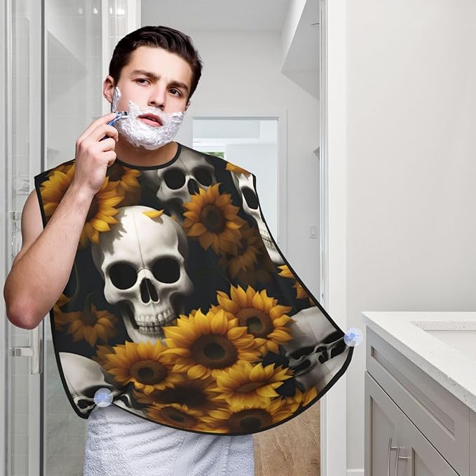 Ice Hockey Print Print Beard Bib Shaving Apron, Beard Hair Trimming Cape Gift For Dad