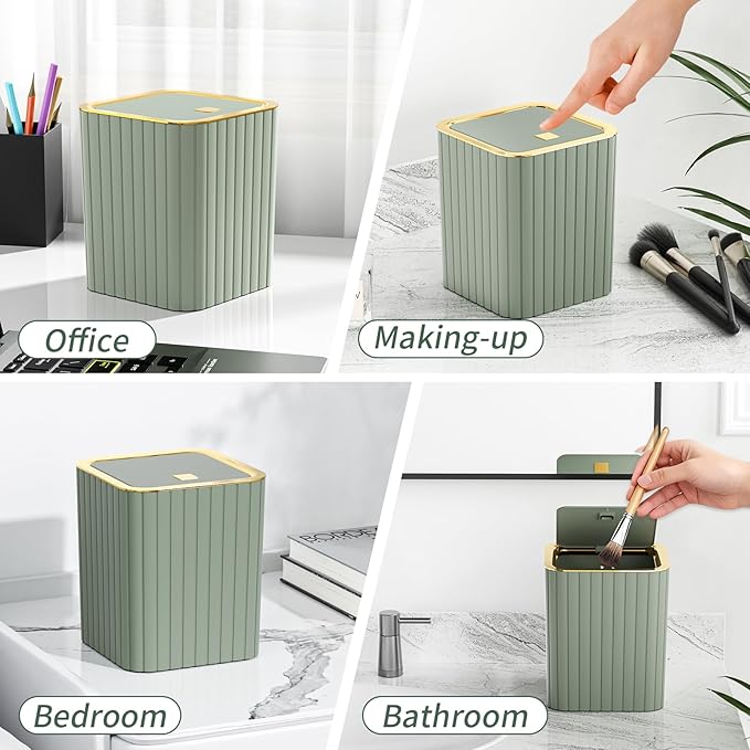 InnJoey Bathroom Set - Bathroom Sets with Shower Curtain and Rugs, Sage Green Bathroom Set, 27PC Bathroom Accessories Set, Mini Trash Can, Toilet Brush, Trash Can & Soap Dispenser