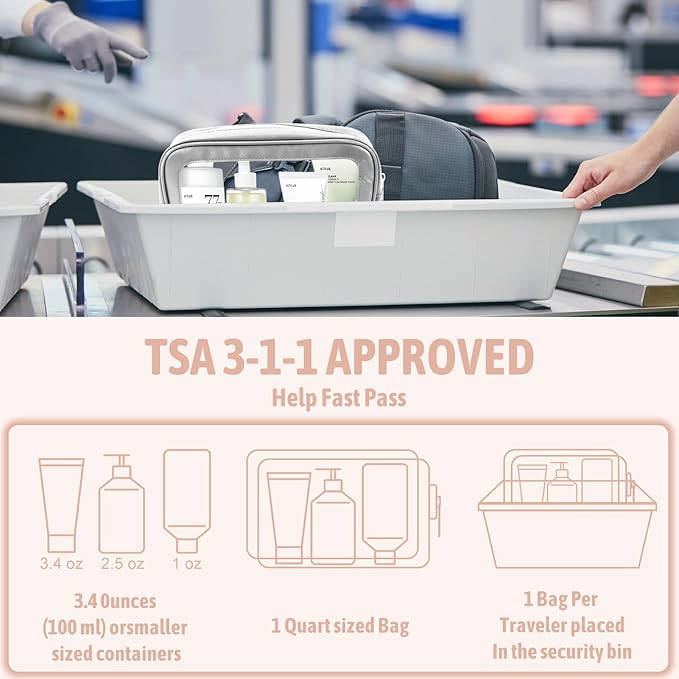 YOPCDJ 3PCS Clear Toiletry Bag,TSA Approved Travel Pouch with Zipper for Cosmetics and Toiletries，Diaper Bag Organizer Pouch Set, Purse Organizer and Clear Car Bag for Women and Kids