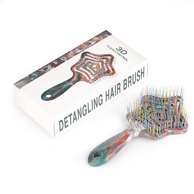 BLUSHMARKS Detangling Wet Hair Brush for Thin or Straight Hair, Vented Detangler Hairbrush with Double-Layered Ultra and Soft-Nylon Bristles for Wet or Dry Hair, Gift for Women Girls Kids