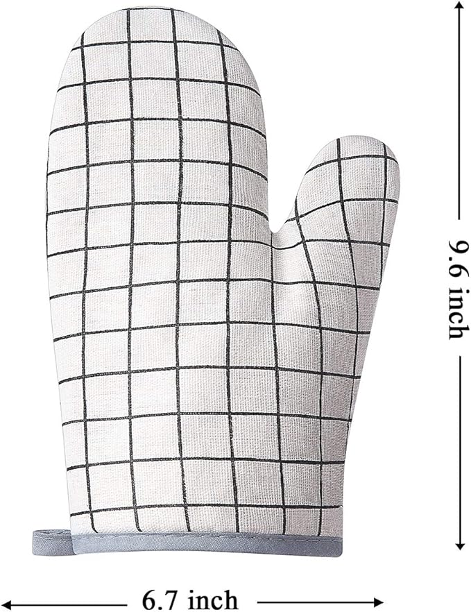 Win Change Oven Mitts and Potholders BBQ Gloves-Oven Mitts and Pot Holders with Recycled Infill Silicone Non-Slip Cooking Gloves for Cooking Baking Grilling (4-Piece Set) (White)