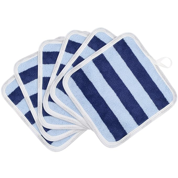 SINLAND Microfiber Facial Cloths Fast Drying Washcloth 8inch x 8inch Absorbent Face Wash Cloth Soft Makeup Remover Cloths
