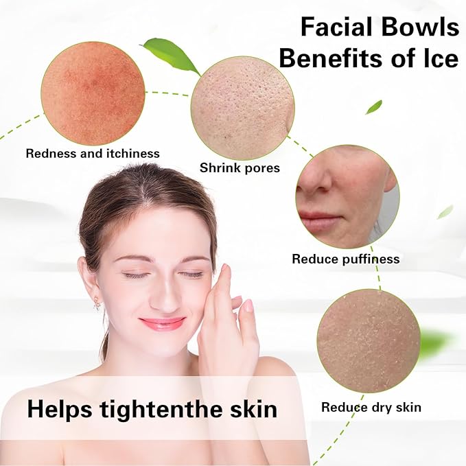 EBIGIC Face Bowl for Ice with Built-in IceTray,Collapsible Silicone Face Ice Bowl – Cold Plunge Therapy for Skin Tightening & Facial Treatment– Portable Spa Tool for Home & Travel（Pink) ﻿