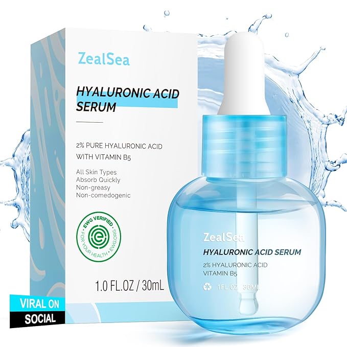 ZealSea EWG Hyaluronic Acid Face Serum, Daily Hydrating Microneedling Serum