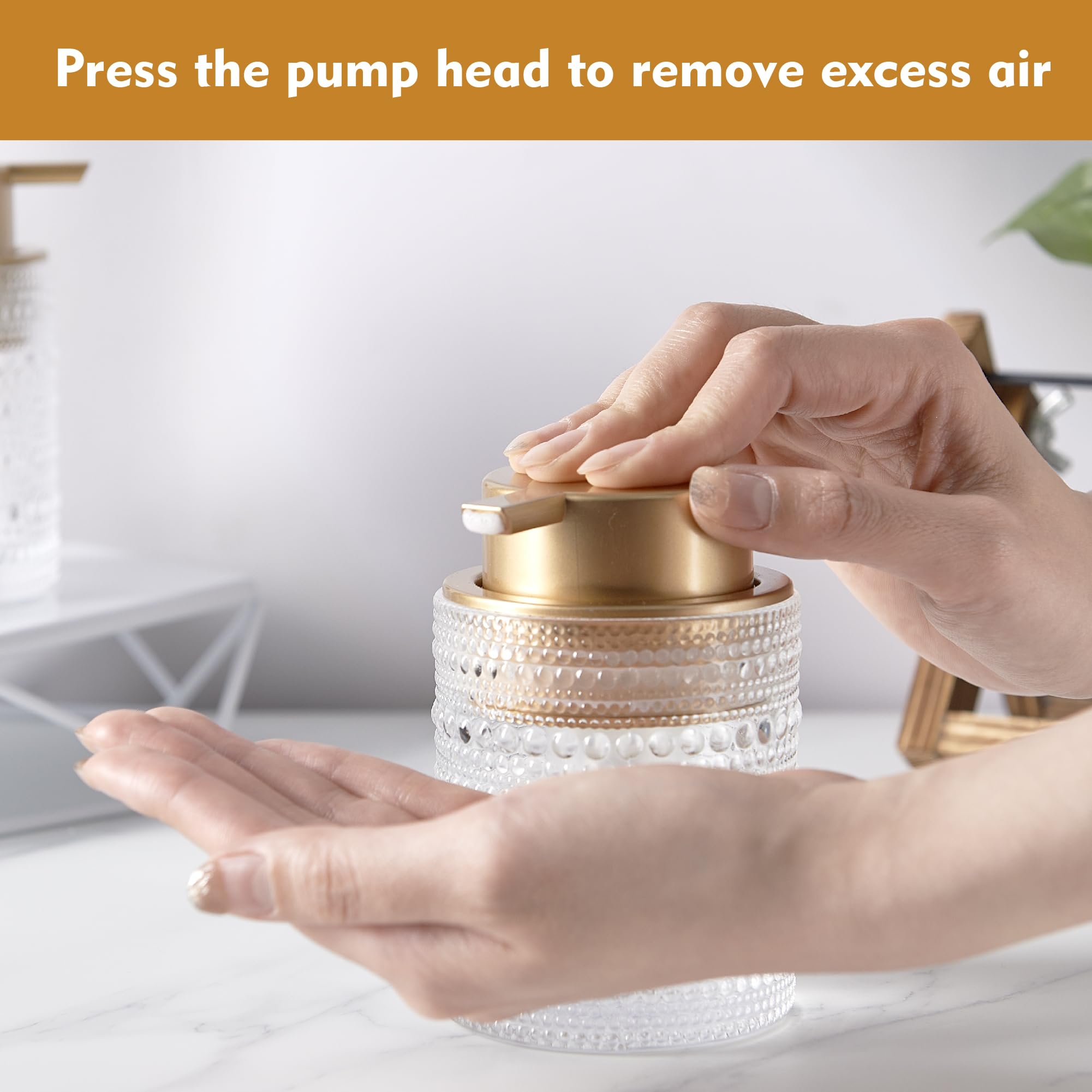 MKLZ 12oz Glass Liquid Soap Dispenser with Gold Pump, Hand Soap Bottles