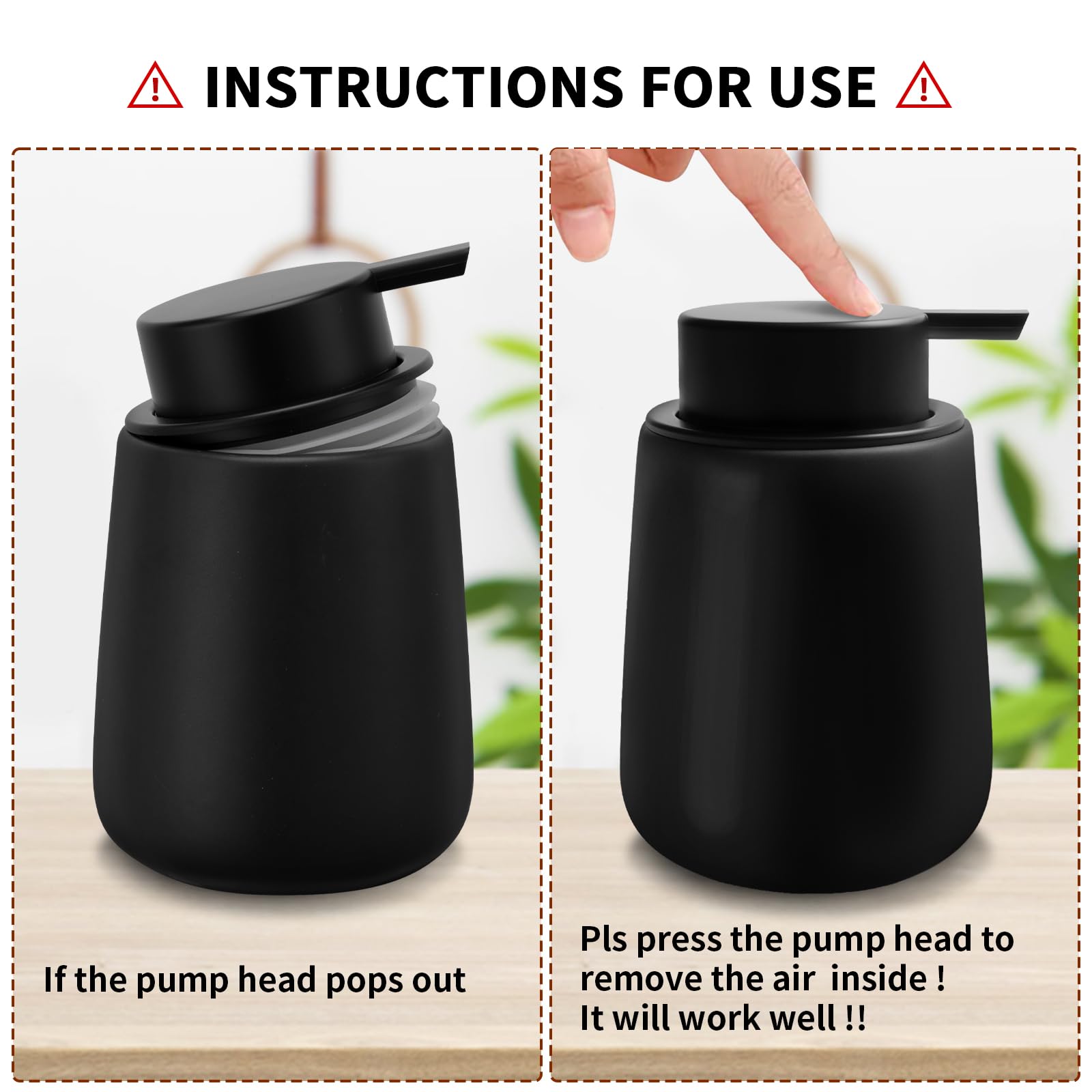 TOOZFO Soap Foaming Dispenser Ceramic with Easy-to-Press Pump Hand Foam Dispenser for Shampoo Bathroom Kitchen 12 oz