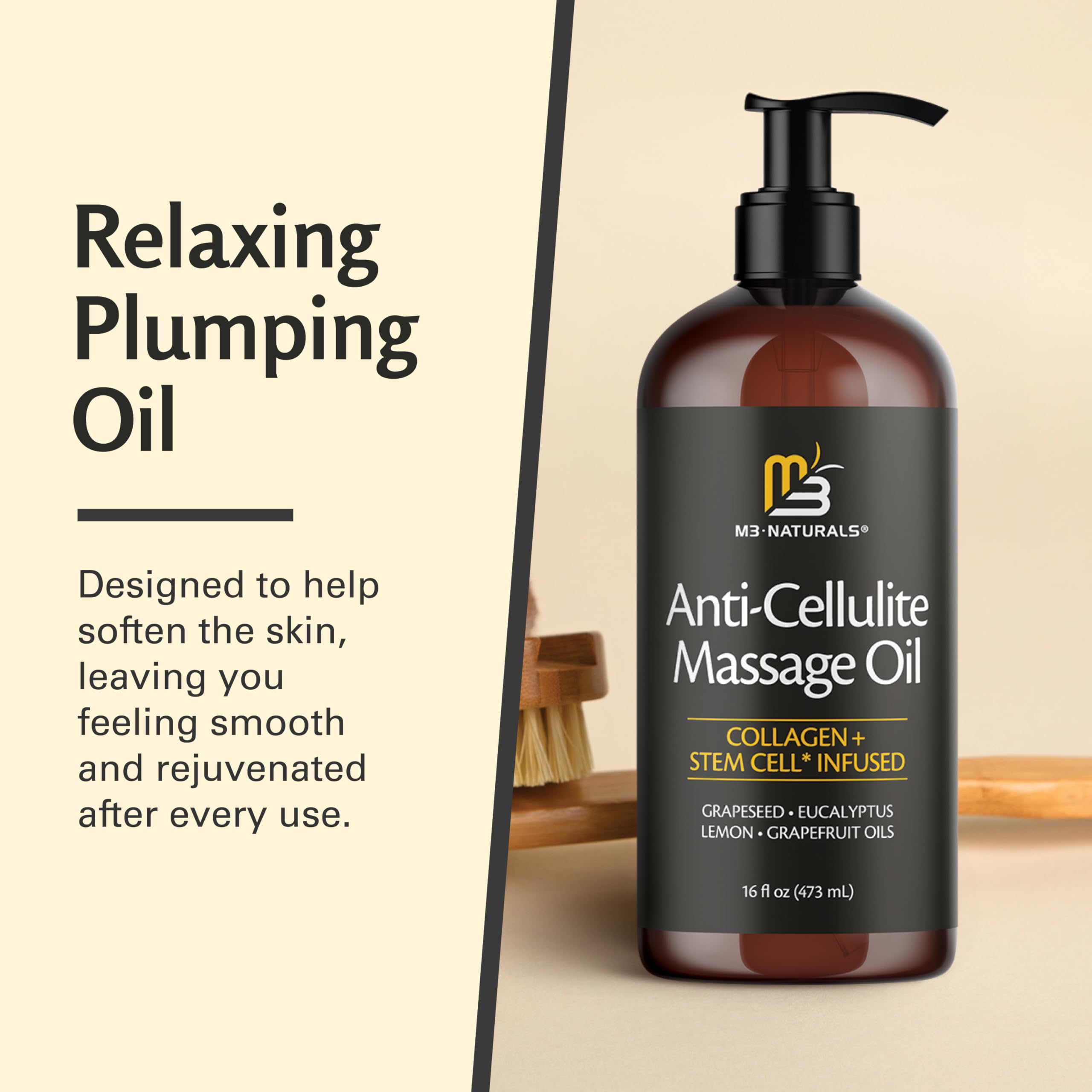 Firming Body Massage Oil with Collagen for Cellulite, 16 fl oz by M3