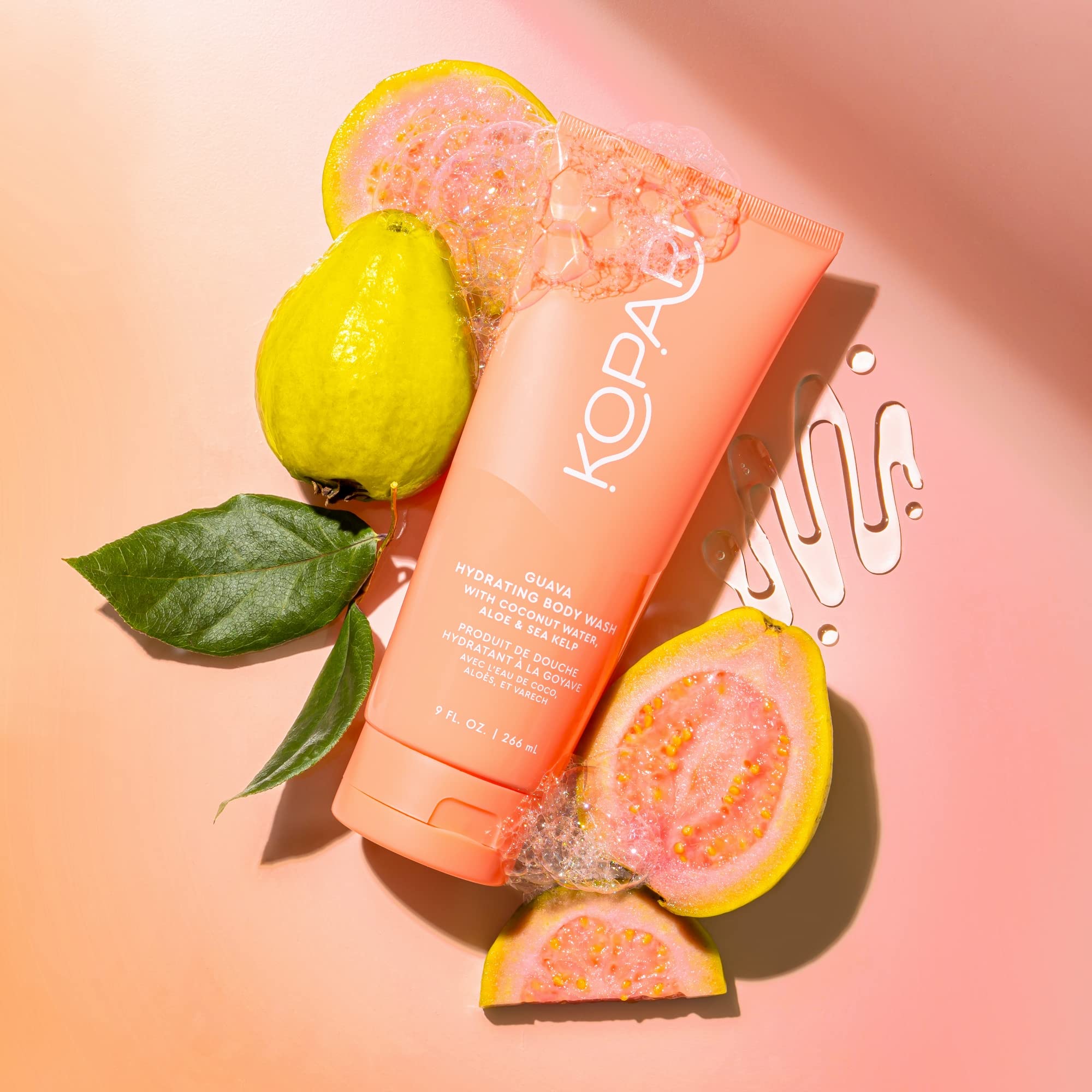 Kopari Guava Hydrating Body Wash | Lathers Foaming Wash Cleanses Without Stripping Moisture or Natural Oils | Coconut Water, Aloe & Sea Kelp | Vegan Sensitive Skin Non Toxic Paraben Free