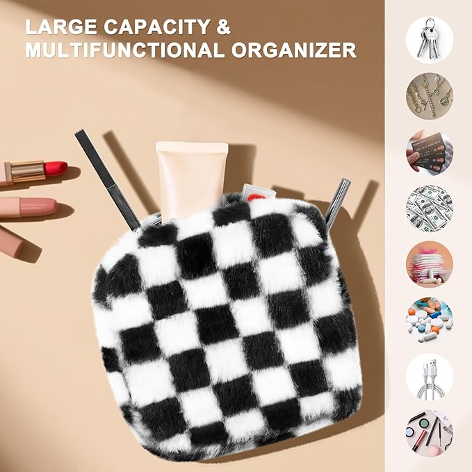 CekPo Sanitary Napkin Storage Bag, Period Bag for Teen Girls, Checkered Portable Menstrual Pad Pouch for Panty Liners, Tampon Storage Pouch for Women Ladies Daily Use Storage Purse Travel