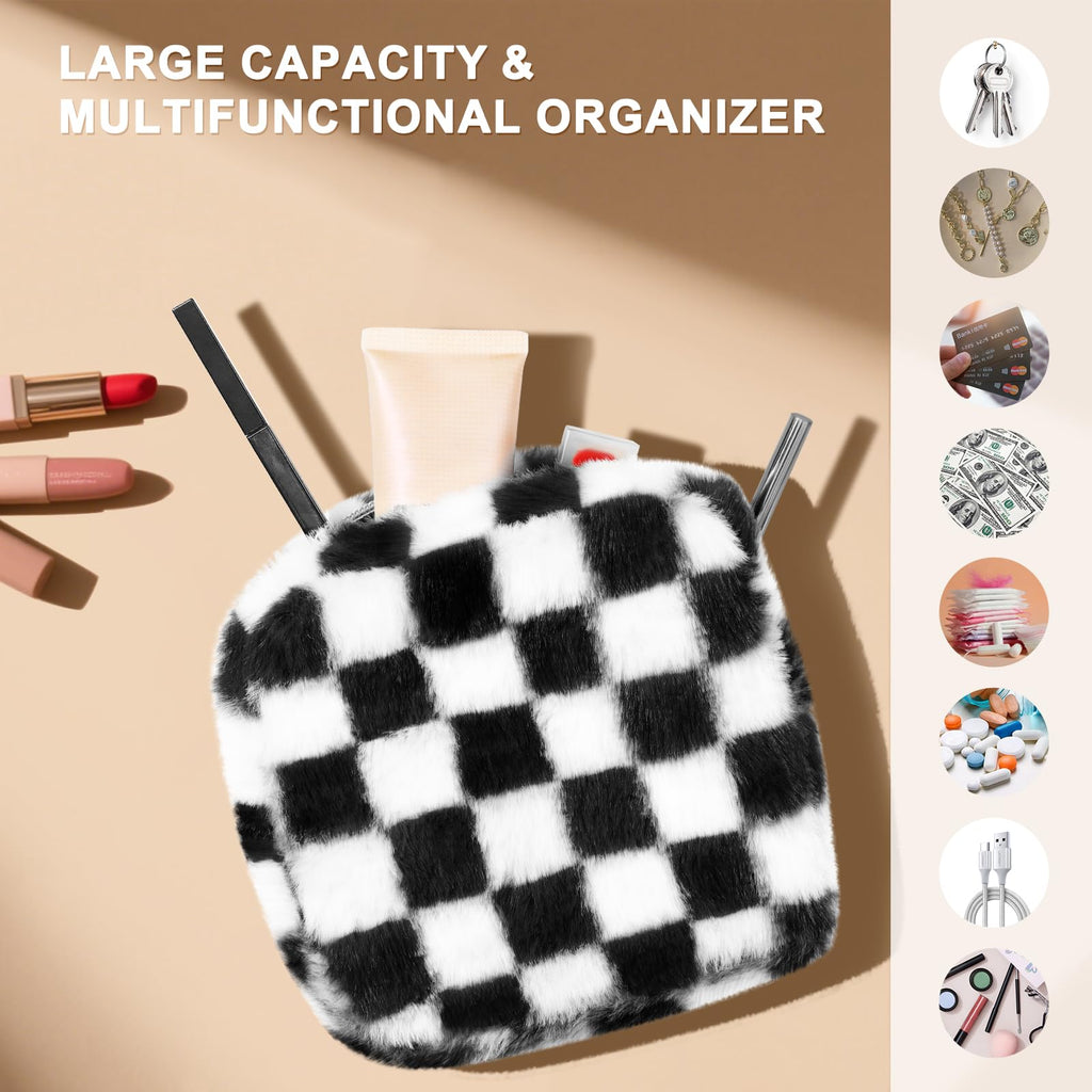 CekPo Sanitary Napkin Storage Bag, Period Bag for Teen Girls, Checkered Portable Menstrual Pad Pouch for Panty Liners, Tampon Storage Pouch for Women Ladies Daily Use Storage Purse Travel