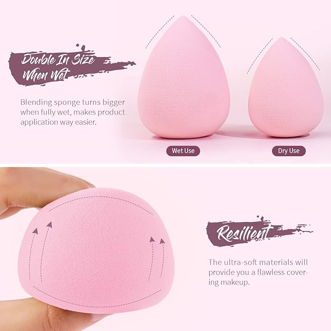 BEAKEY Makeup Sponge 5 Pack, Latex-Free Makeup Sponges for Foundation