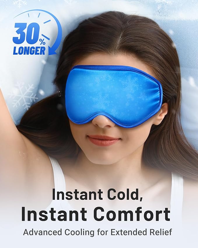 Cooling Eye Mask for Puffy Eyes: Fsa Eligible Items Hsa, Face Ice Eye Pack for Migraine After Surgery Relief - Reusable Cold Compress for Headaches Puffiness - Comfortable Weighted Fit Gel Sleep Mask