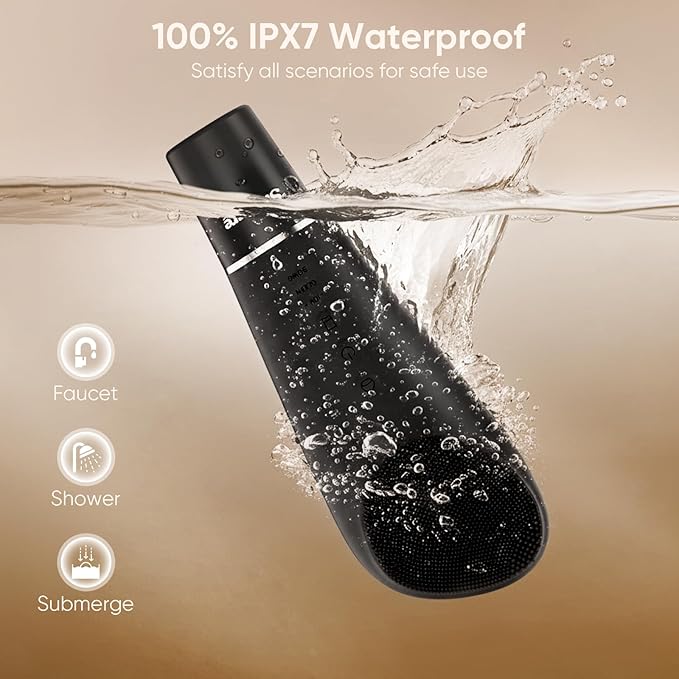 Stepcare Silicone Face Scrubber Blackhead Scraper Rechargeable 2-in-1 Facial Cleansing Brush & Skin Spatula Duo, IPX7 Waterproof Exfoliating Massager Deep Cleansing for Women and Men(Black)